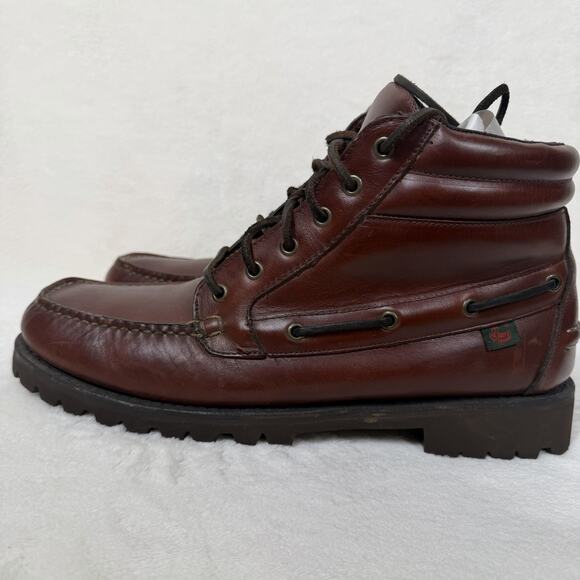 G.H. Bass Caratunk Leather Boat Boots Vibram Lug Sole Moc Toe Brown Size 13M main image 10